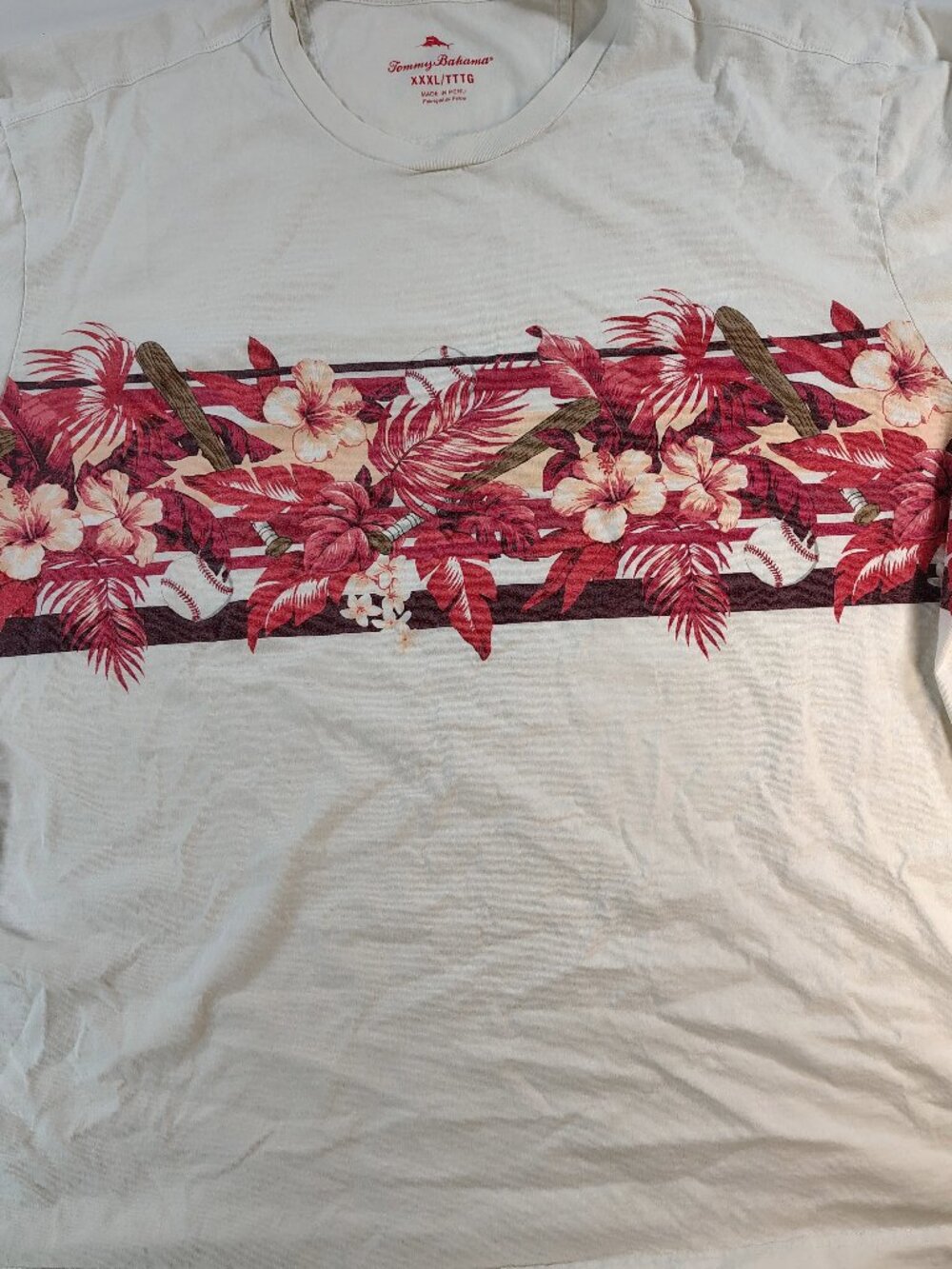 Men's Rare White XXXL Tommy Bahama & LA Angels Baseball Crossover T-Shirt